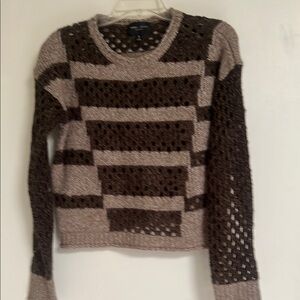Romeo & Juliette Couture Brown and Tan Striped Sweater M